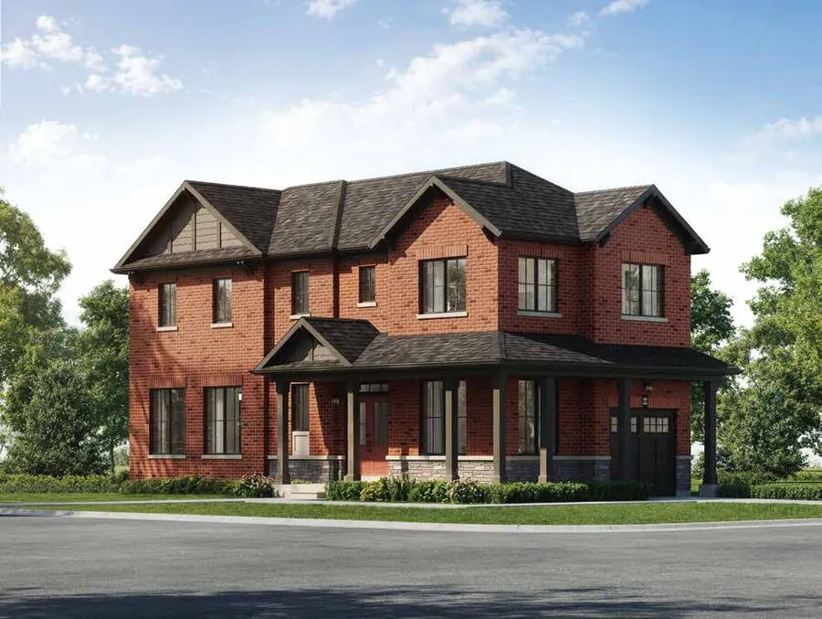 Elevation rendering of the Thornton Corner model, a 27' detached homes at Wellwood