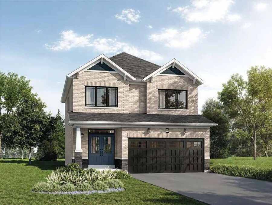 Elevation rendering of the Camden model, a 34' detached homes at Wellwood