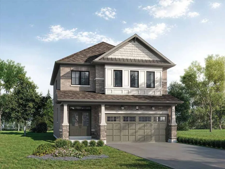 Elevation rendering of the Sauble model, a 34' detached homes at Wellwood